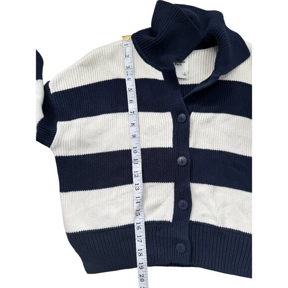 Abercrombie & Fitch Collared Cardigan Blue White Striped Ribbed Womens Size S - Picture 5 of 8